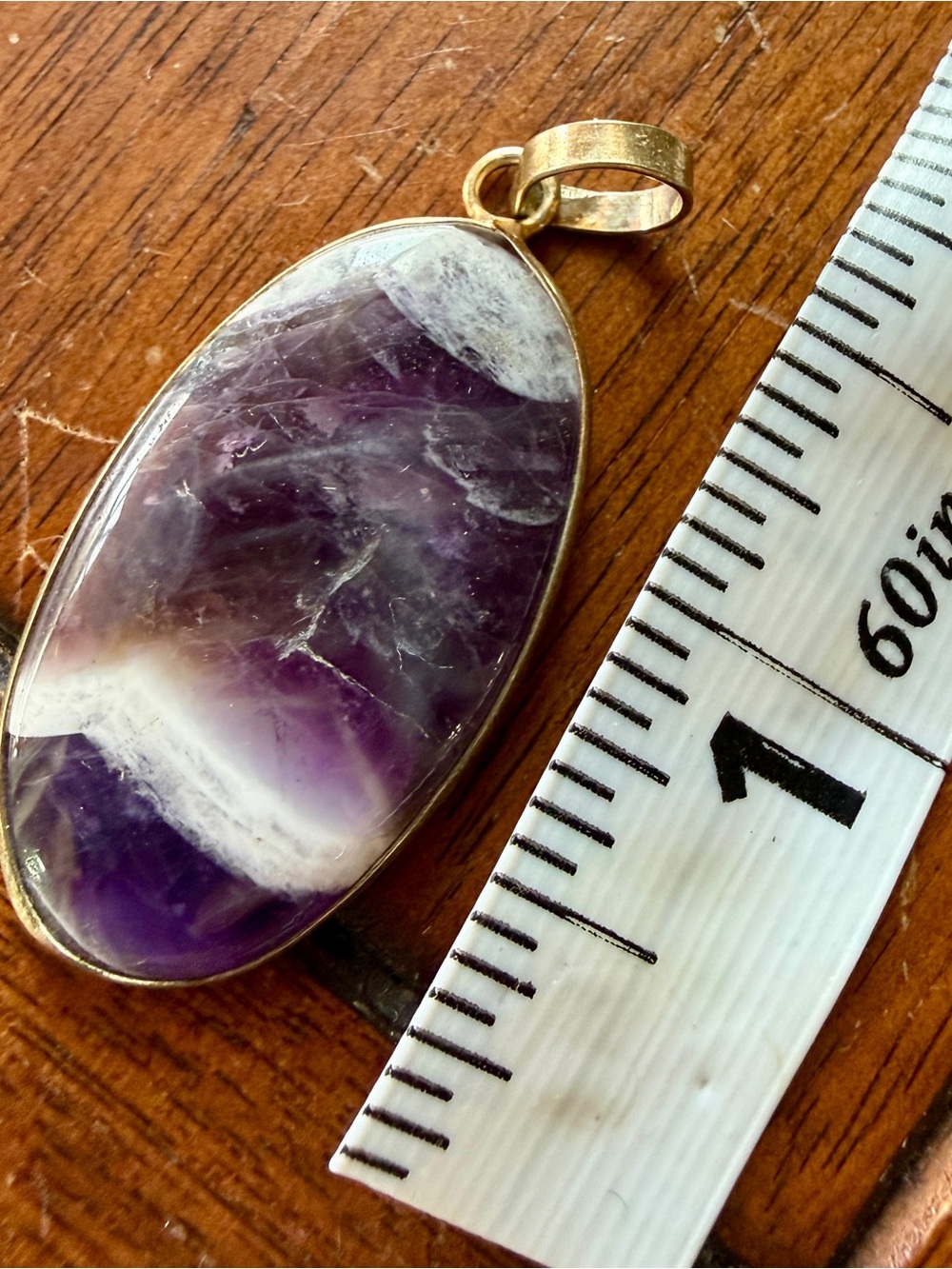 Sterling Silver Amethyst Oval Pendant in Purple and White